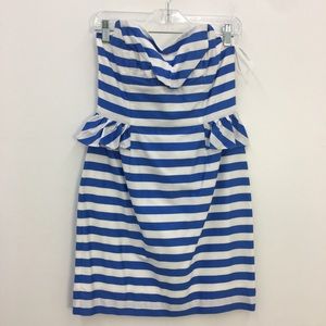 Lilly Pulitzer White Blue Striped Peplum Dress